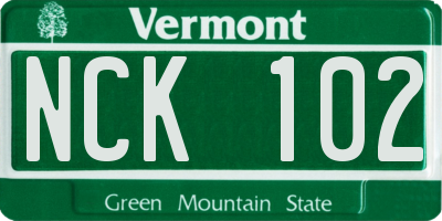 VT license plate NCK102
