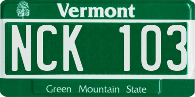 VT license plate NCK103