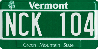 VT license plate NCK104