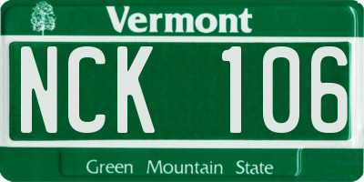 VT license plate NCK106
