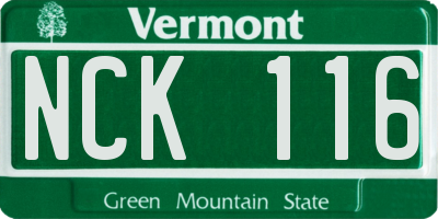 VT license plate NCK116