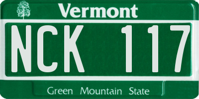VT license plate NCK117