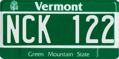 VT license plate NCK122