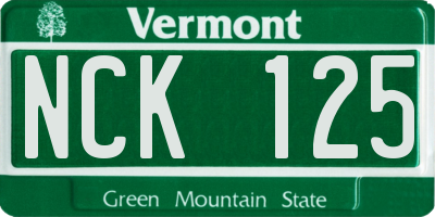 VT license plate NCK125