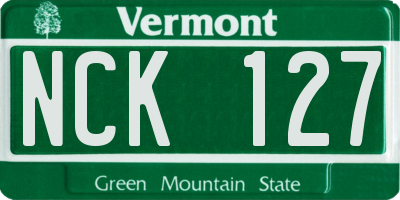 VT license plate NCK127
