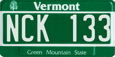 VT license plate NCK133