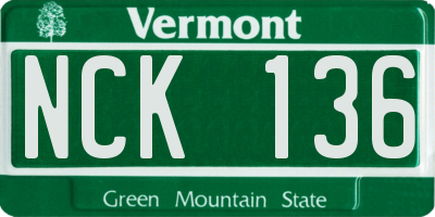VT license plate NCK136