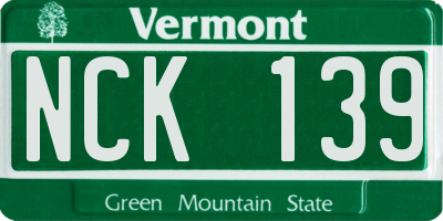VT license plate NCK139
