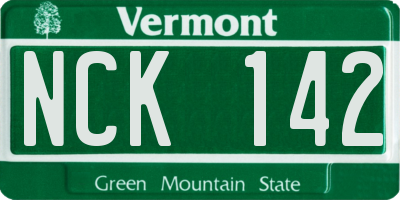 VT license plate NCK142