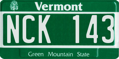 VT license plate NCK143