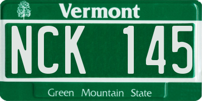 VT license plate NCK145