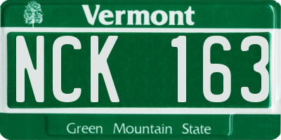 VT license plate NCK163