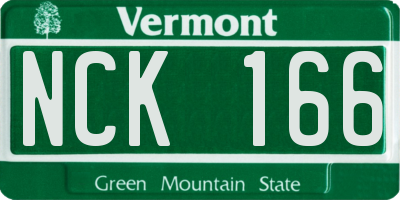 VT license plate NCK166