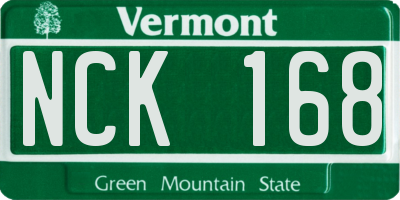 VT license plate NCK168