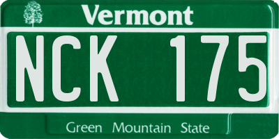 VT license plate NCK175