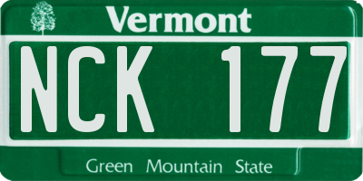 VT license plate NCK177