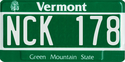 VT license plate NCK178