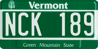 VT license plate NCK189