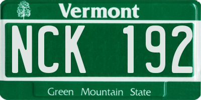 VT license plate NCK192