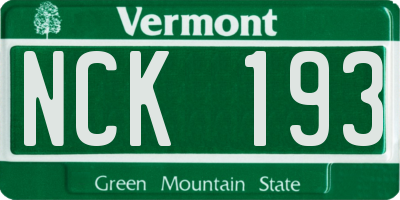 VT license plate NCK193