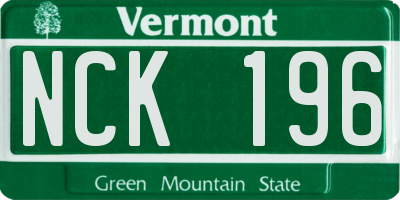 VT license plate NCK196