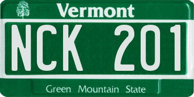 VT license plate NCK201