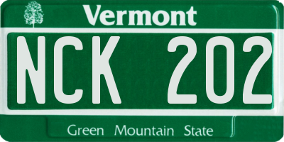 VT license plate NCK202