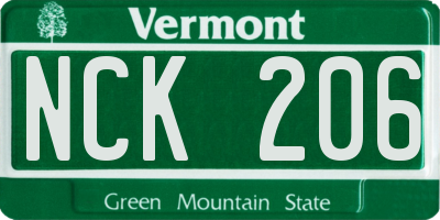 VT license plate NCK206