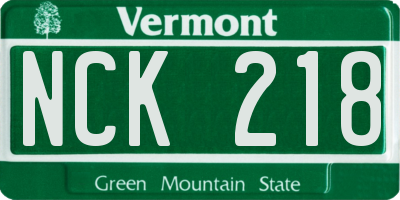 VT license plate NCK218