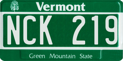 VT license plate NCK219