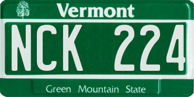 VT license plate NCK224