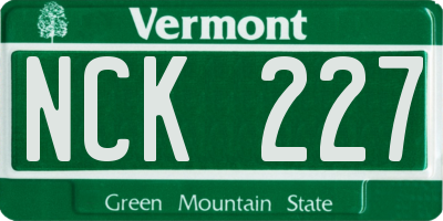 VT license plate NCK227