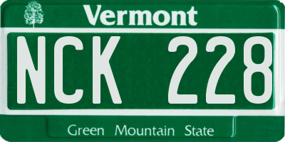 VT license plate NCK228