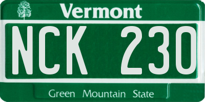 VT license plate NCK230