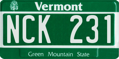 VT license plate NCK231