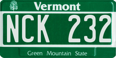 VT license plate NCK232