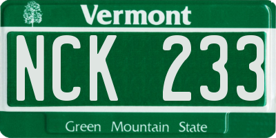 VT license plate NCK233
