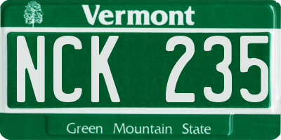 VT license plate NCK235