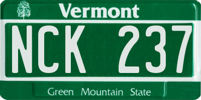 VT license plate NCK237