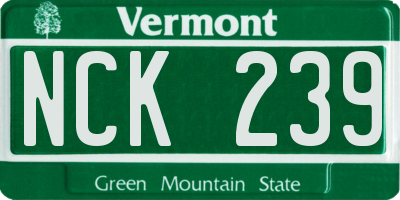 VT license plate NCK239