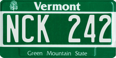 VT license plate NCK242