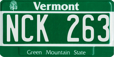 VT license plate NCK263