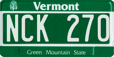 VT license plate NCK270