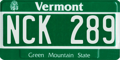 VT license plate NCK289