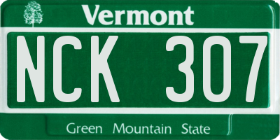 VT license plate NCK307