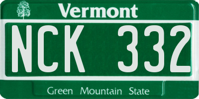 VT license plate NCK332