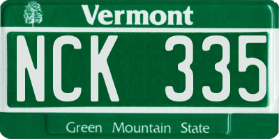 VT license plate NCK335