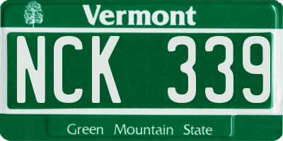VT license plate NCK339