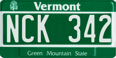 VT license plate NCK342