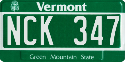 VT license plate NCK347